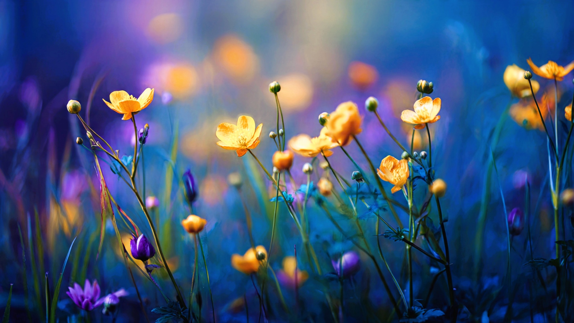 Golden Wildflowers In A Dreamlike Meadow